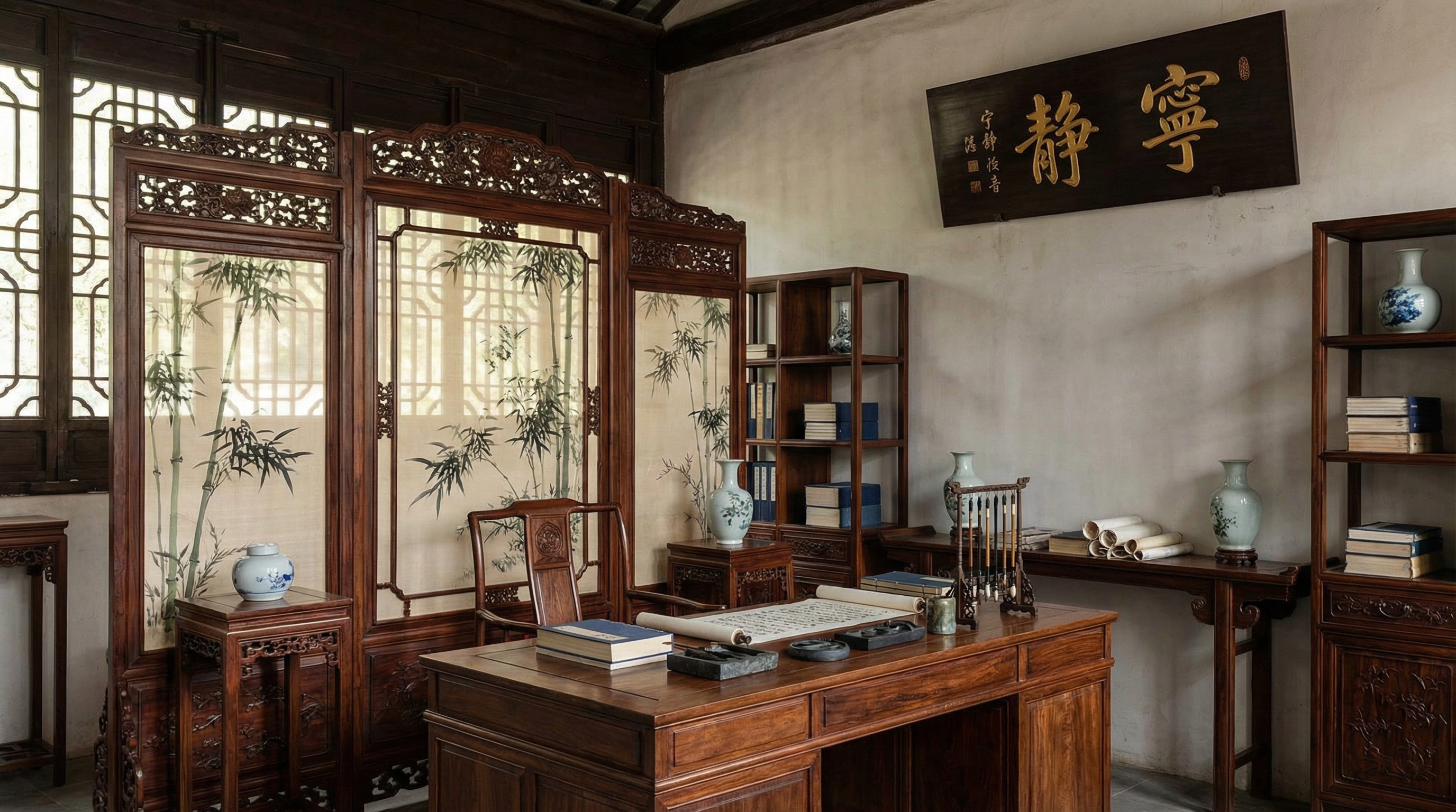 济南书房文人雅室定制工程案例 - 场景图三