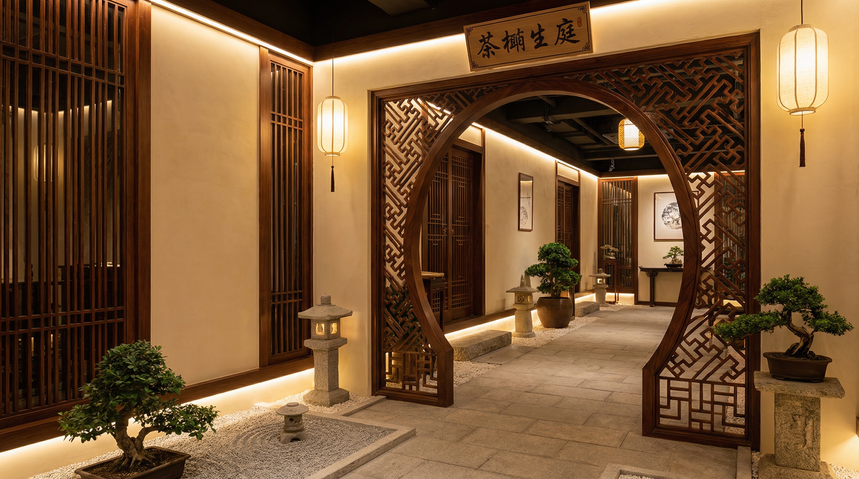 青岛茶会所禅意空间木作工程案例