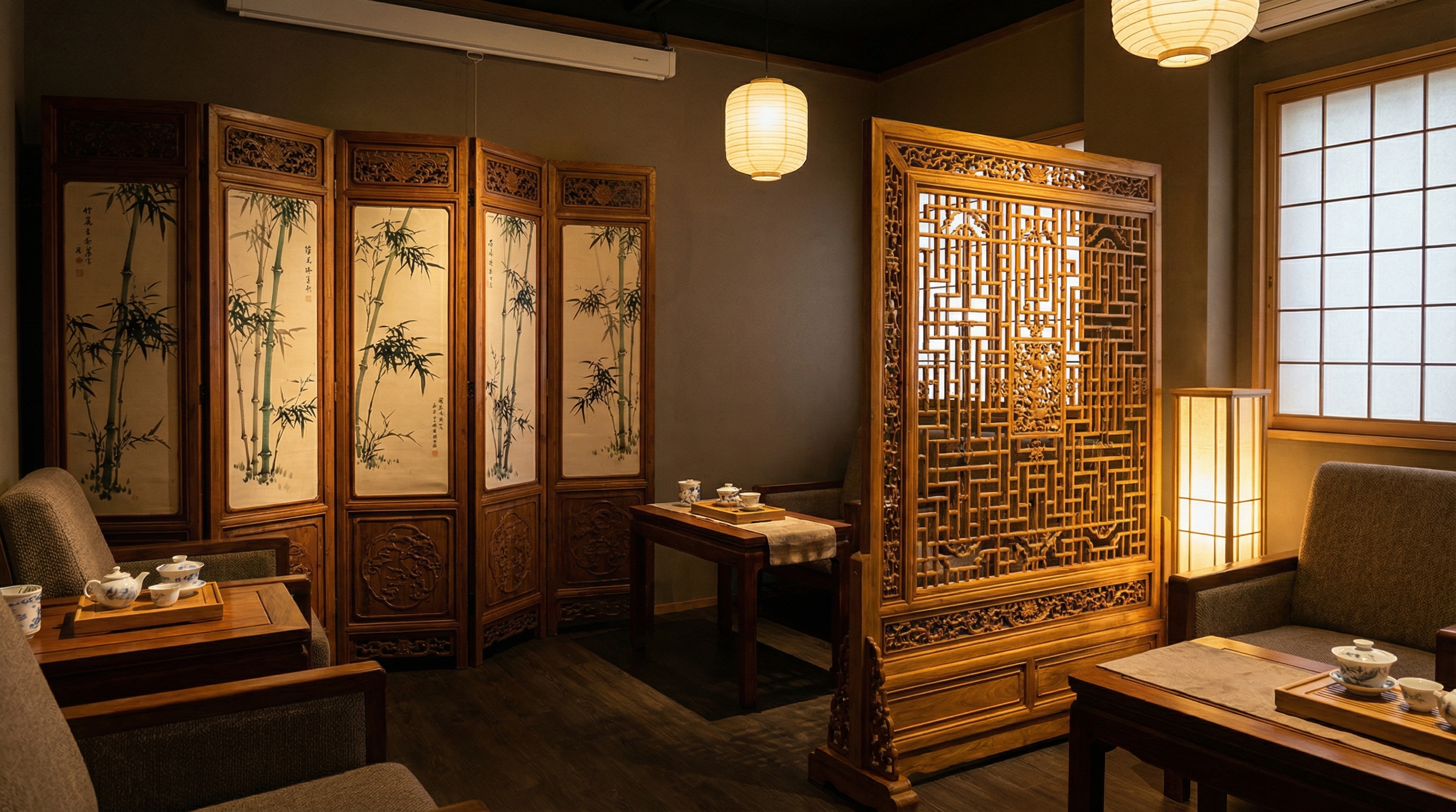 青岛茶会所禅意空间木作工程案例 - 场景图二