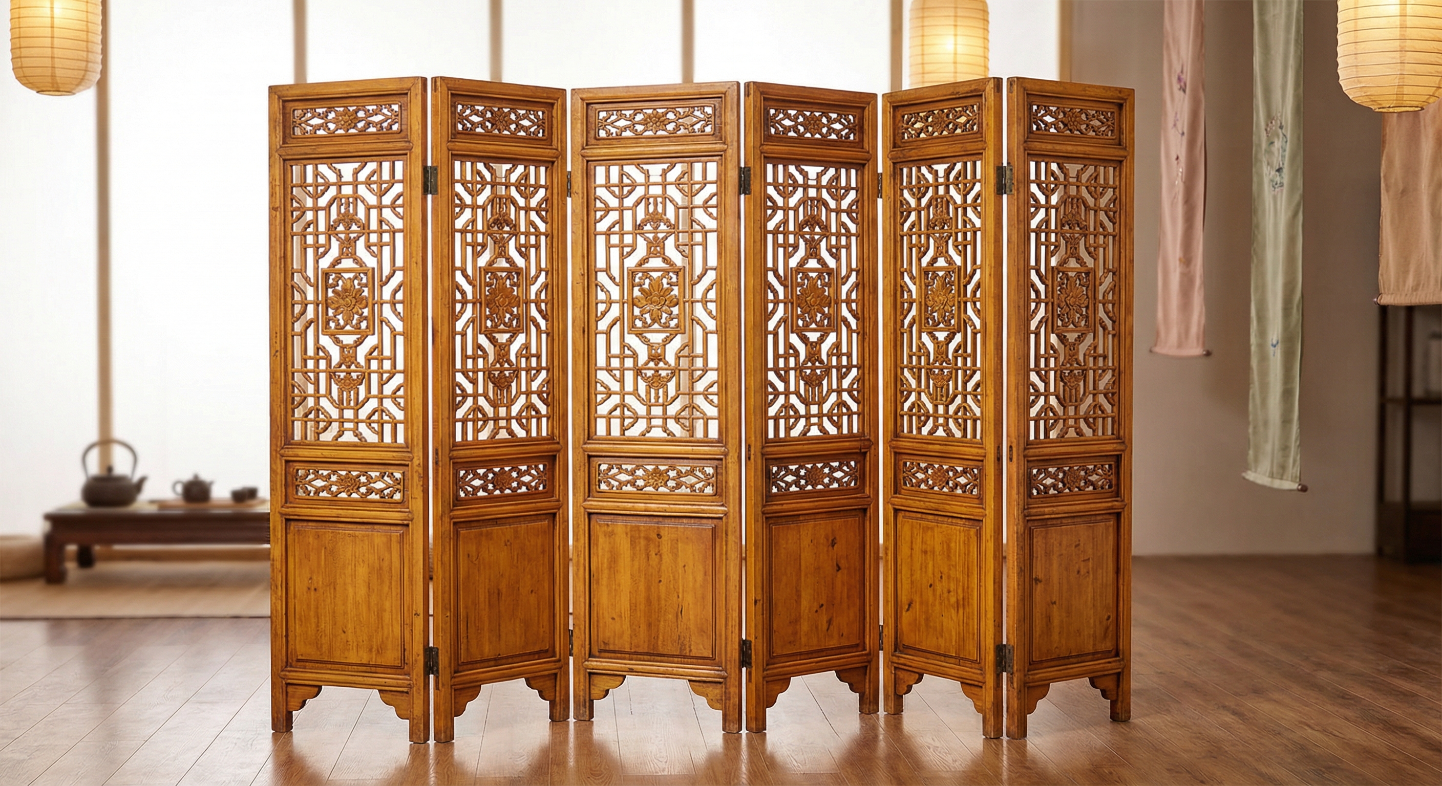 新中式花格屏风柜子精品展示