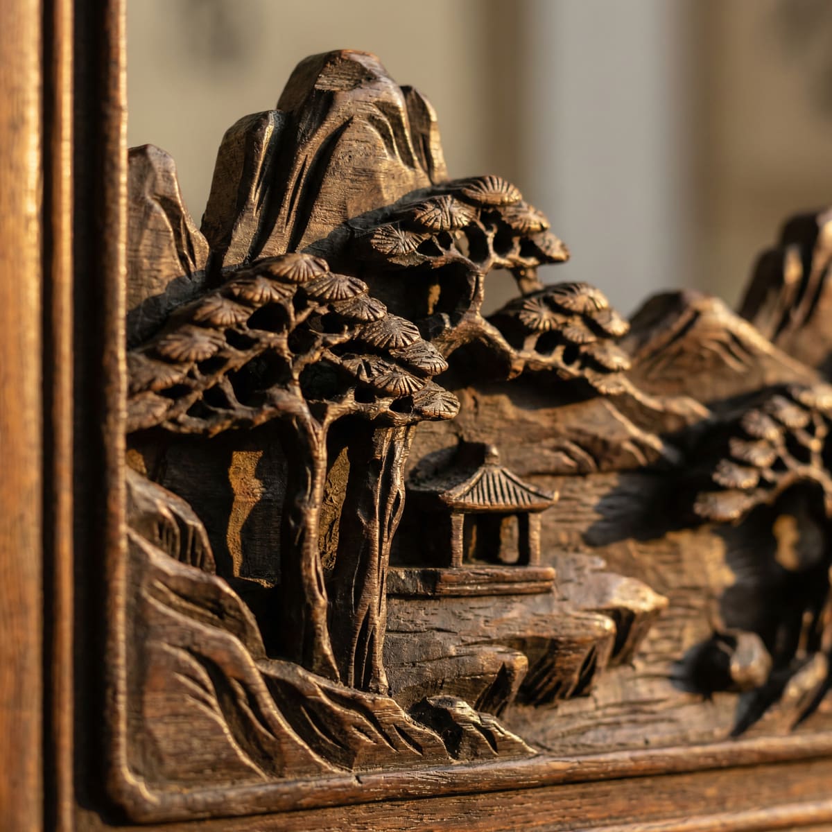 山水意境四扇屏 细节图 2