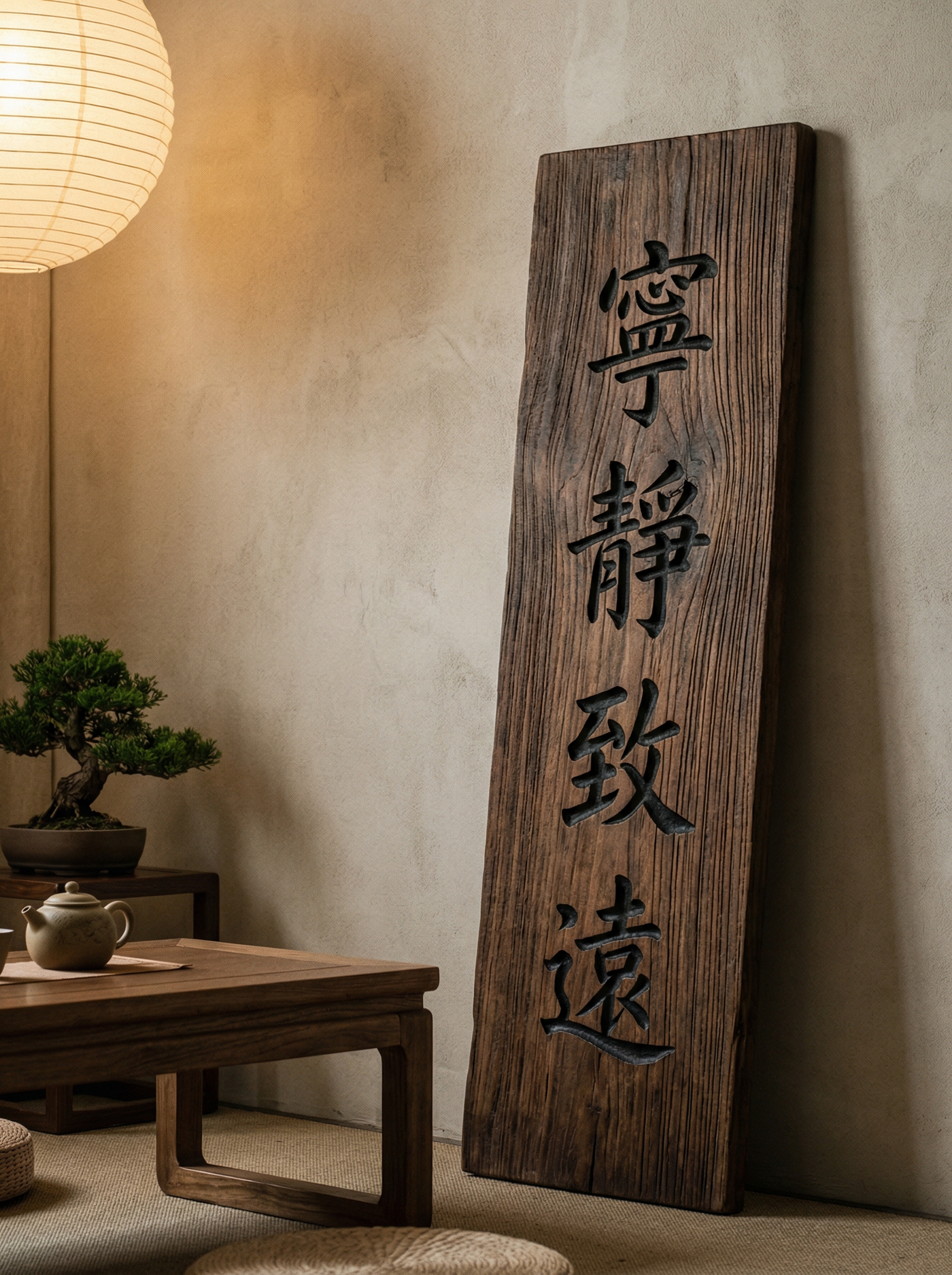 新中式非洲乌木宁静致远斋匾阳刻书法