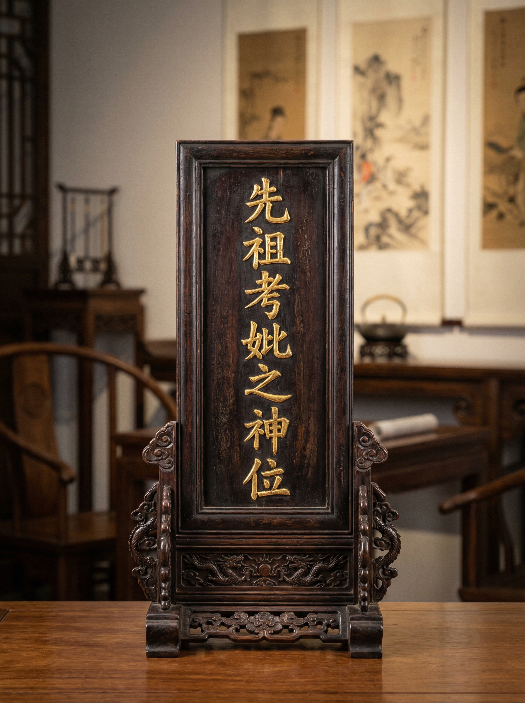 新中式大红酸枝家和万事兴门匾浮雕描漆